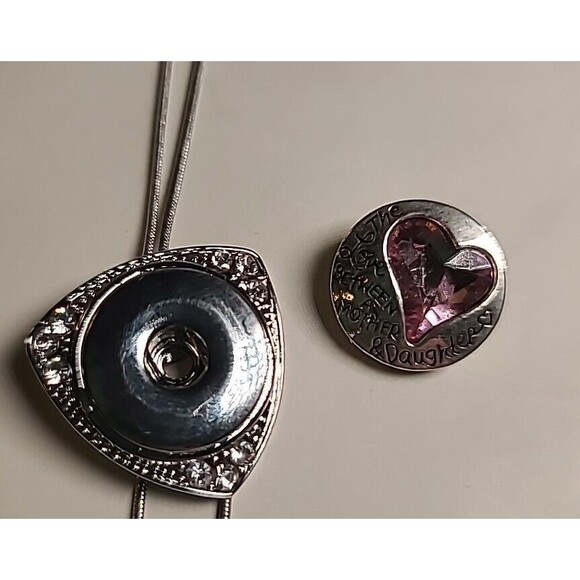 NWOT 18" Love Between A Mother & Daughter Necklace Silvertone Interchangeable - Picture 5 of 6